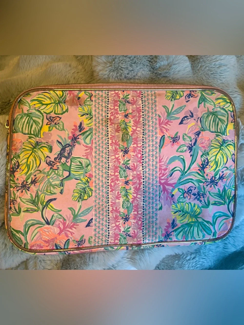 Lilly Pulitzer Padded Laptop Sleeve Case Pink Tropical Print 3 for $25